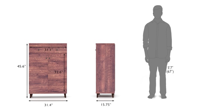 Melano 15 Pair Shoe Cabinet With Drawer(Walnut)